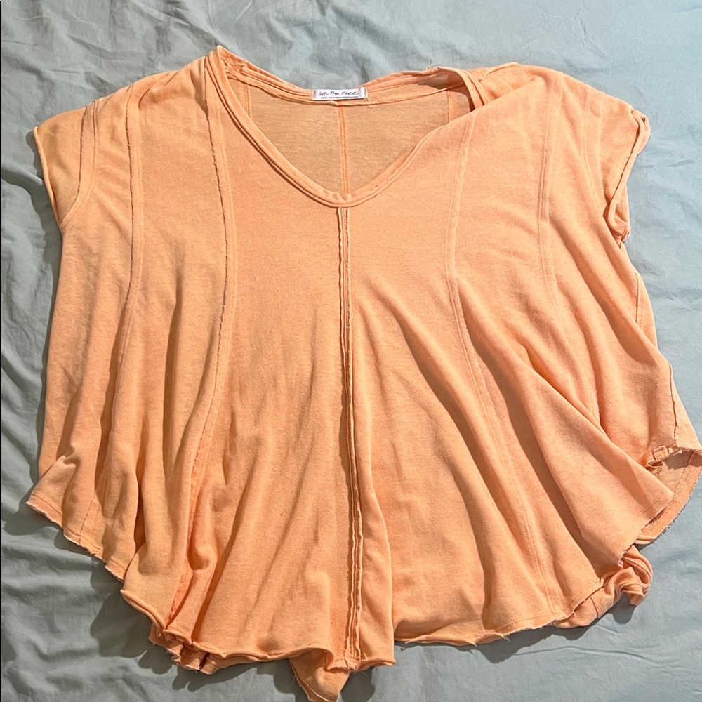 We The Free Apricot V-Neck Short Sleeve Top